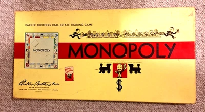 Vintage 1946 -1954  MONOPOLY Parker Brothers Board Game With Metal Pieces EXCLT. - Image 1 of 4