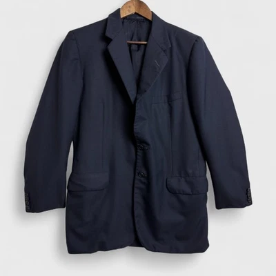 Oxxford Clothes Mansion Dark Blue Wool Suit Jacket - Men's Size 40 Vintage Coat - Image 1 of 4