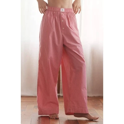 Pantalones Boxer Anthropologie The Wren Pequeños Pequeños SP Rosa Rayas Pierna Ancha Salón Foto 1 de 4