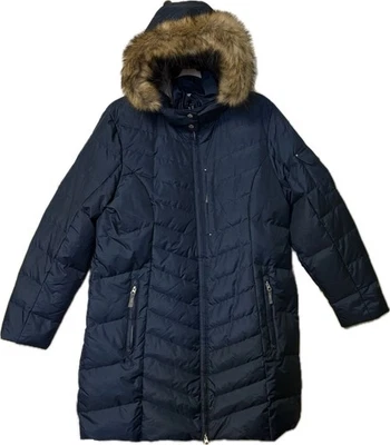 Eddie Bauer Indigo Blue Lodge Down Fill Duffle Puffer Parka Coat Women’s XL - Image 1 of 4