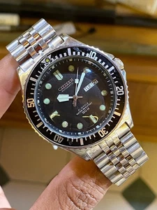 Rare CITIZEN DIVER 51-2273 DAYDATE Black Dial Automatic Day Date Diver Watch Men - Picture 1 of 4