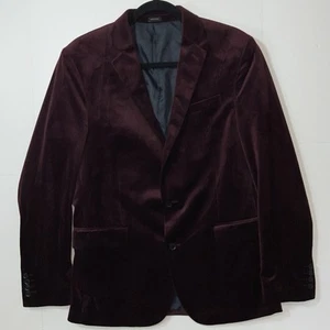 J Ferrar Evening Edition Rich Merlot Velvet Blazer Jacket Slim Fit 40R - Picture 1 of 10