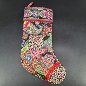 Vera Bradley Stocking Retired Print "Symphony In Hue" 17" w Jingle Bell Pocket - Picture 1 of 18