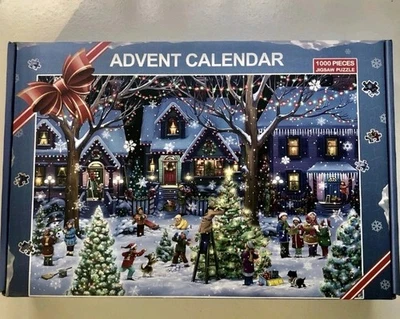 1000 Pieces Jigsaw Puzzles Christmas Advent Calendar 24 Days Countdown Xmas - Image 1 of 4