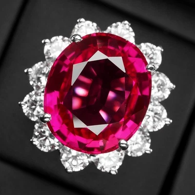 Seducente anello fatto a mano in argento sterling 925 con tormalina rossa... - Immagine 1 di 4