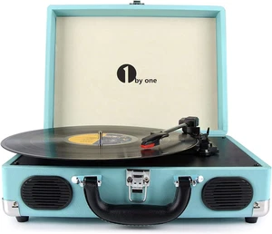 1 by ONE Bluetooth Record Player Belt-Drive 3-Speed Portable Vinyl Turntable wit - Picture 1 of 12