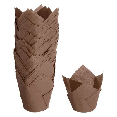 150 Stück Tulpen-Backförmchen Cupcake-Muffin-Förmchen Wrapper (3,1" x 2" Kaffee) - Bild 1 von 4