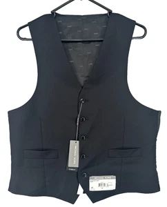 MICHAEL KORS Suit Vest Mens Size Medium Black Classic Fit Wool Blend Stretch NWT - Picture 1 of 6