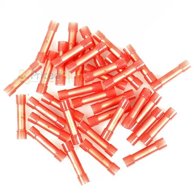 100 Pieces 22 to 18 Gauge Wire Butt Connectors Red Nylon Crimping Terminals - Image 1 of 4