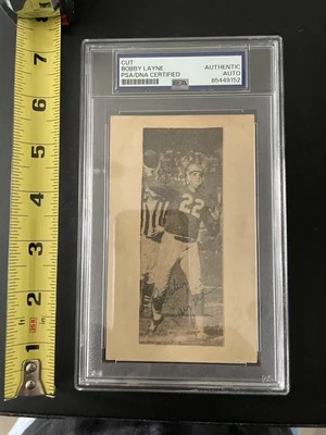 Autógrafo de tarjeta indexada firmada por Bobby Layne con imagen de fútbol americano de la corte de los Leones PSA auténtico Foto 1 de 4