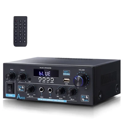 AK55 Bluetooth 5.0 Amplifier Home Audio,2.0 Channel Max 450W Power Stereo Amp... - Image 1 of 4