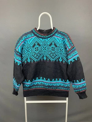 Dale Of Norway Knit Sweater Size M Black & Blue Crew Neck Long Sleeve - Image 1 of 4