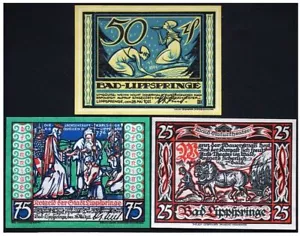 KOMPLETTSATZ SCHÖNES NOTGELD VON 1921 AUS DER STADT BERÜHMTER QUELLEN, BAD LIPPESPRINGE - Bild 1 von 2