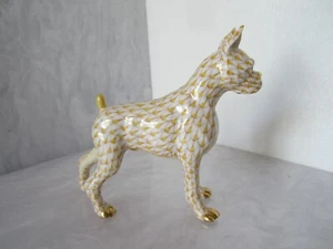 RARE VINTAGE FULLY HALLMARKED HEREND HUNGARY PORCELAIN BOXER DOG FIGURINE - Picture 1 of 20