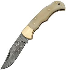 Damascus 1110 Point Camel Folding Knife