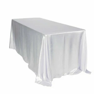 White Rectangle Plain Solid TableCloth Polyester Fabric Dining Table Covers Luxe - Picture 1 of 5
