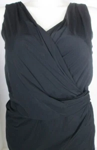 LANDS END Black V-neck Adjustable Straps Tankini Swimsuit Top Womens 20W NEW - Picture 1 of 10