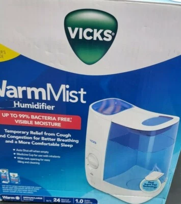 🌦 Vicks Warm Mist Humidifier, White and Blue Model#VWM845V1👌GOOD CONDITIONS‼️ - Image 1 of 4
