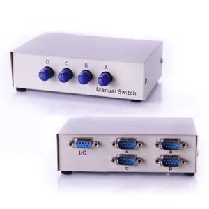 1x4 or 4x1 - 4-Port AB Manual Sharing DB9 RS232 Serial Switch 4-Way Selector Box - Picture 1 of 1