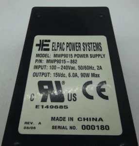 ELPAC POWER SYSTEMS MODEL: MWP9015 POWER SUPPLY 15Vdc-6.0A 90W #NT3406 - Bild 1 von 2