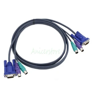 Câble KVM VGA M-M 2x PS2 M-M clavier souris moniteur vidéo commutateur câble d'extension - Photo 1/5