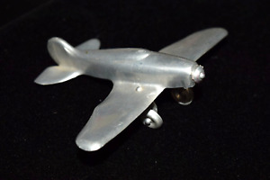 Vintage Aluminum Plane Airplane Toy Art Deco Cast Metal Shelf Sitter Decor