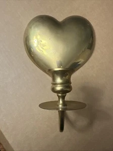 Vintage Heart Shaped Brass Wall Candle Sconce Granny Core Country Cottage - Picture 1 of 2