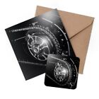 1 x Greeting Card & Coaster Set - BW - Motorcycle Rear Wheel & Chain #43250