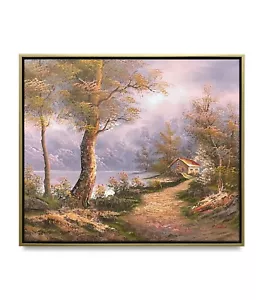 Hungryartist - Dipinto ad olio originale del paesaggio stile Bob Ross su tela 20x24 - Foto 1 di 6