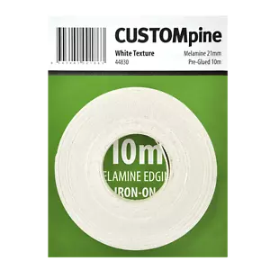 CustomPine WHITE IRON-ON MELAMINE EDGING TAPE for Covering 16mm Board, 21mmx10m - Picture 1 of 3