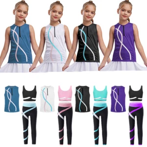 Girl Sports Set Colorblock Sportwear Competition Tracksuit Yoga Activewear - Picture 1 of 58
