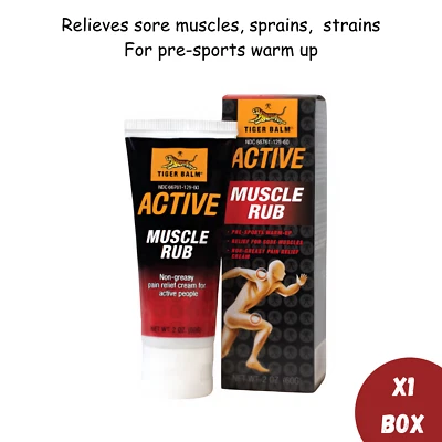 Tiger Balm Active Muscle Rub 60g Non-Greasy Pain Relievers Cream - Image 1 of 4
