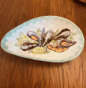 Pisipia Design Tear Shaped Serving Dish Mussels Lemons Italy 10 3/4" x 6 1/2" - Picture 1 of 6