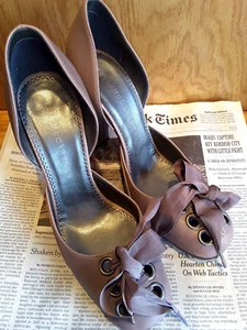 STELLA MCCARTNEY MARY JANE STYLE 7.5 Square 4" PUMP 37 1/2 EU MOCHA BROWN VEGGY - Picture 1 of 12