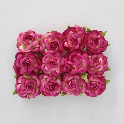 Rosas de papel fucsia y crema, flores de papel, corona floral hágalo usted mismo, paquete de 12 Foto 1 de 2