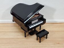 Miniature Grand Piano with Bench Seat Instrument 1:12 Scale Dollhouse Black