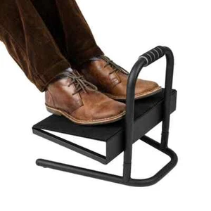 Black Adjustable Foot Stool Ergonomic Foot Rest Under Desk at Work 14.25 in. W - Picture 1 of 6