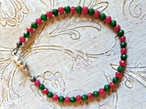 Echtes Natur - Rubin - Smaragd - Armband facettierter Kugelschliff 21 cm - Bild 1 von 3