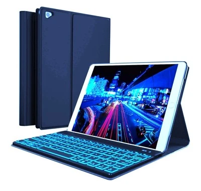 Yekbee Ultimate Detachable Portfolio Keyboard Case Navy Backlit For iPad Tablet  - Image 1 of 4
