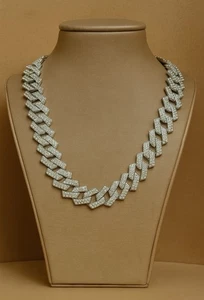 19 Zoll Herren Miami Kubanische Gliederkette Iced Out Glitzer Diamant Halskette HipHop - Bild 1 von 4