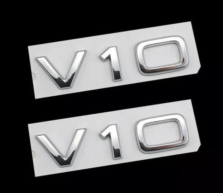 2 X EMBLEMA INSIGNIA GUARDABARROS LATERAL ALA LETRAS AUDI V10 PARA S6 S8 R8 V10 CROMO Foto 1 de 1