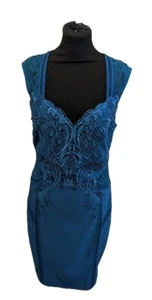 Lipsy London Michelle Keegan Teal Body Con Dress, Size UK 14, EU 42, US 10. - Picture 1 of 10