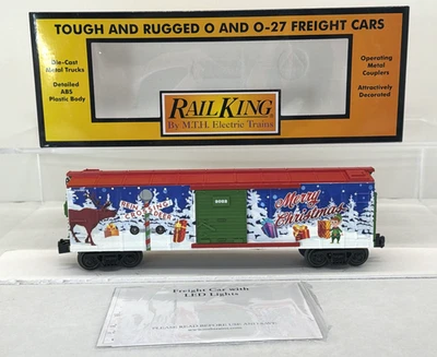 MTH RailKing 30-71112 Merry Christmas Holiday Boxcar Blinking LEDs Used O #2022 - Image 1 of 4