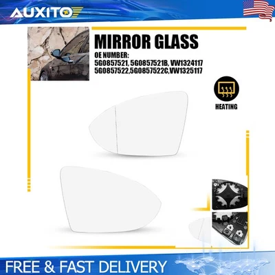 Par de cristales retrovisores térmicos izquierdo derecho para Volkswagen Golf MK7 2015-2021 GTI R Foto 1 de 4