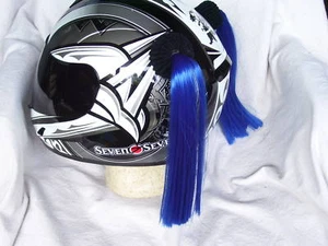 HELMET PIGTAILS, BLUE .. MOTORCYCLE, BIKE or SKATEBOARD - Picture 1 of 2