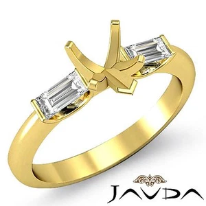 3 Stone Diamond Engagement Baguette Heart Semi Mount Ring 18k Yellow Gold 0.3Ctw - Picture 1 of 3