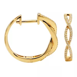 14K WEISS GELB ROSEGOLD PAVE INFINITY DIAMANT CREOLEN HUGGIE OHRRINGE - Bild 1 von 3