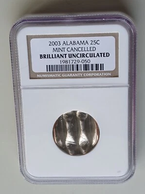 2003 P Waffled ALABAMA State Error Quarter NGC BU - Image 1 of 2