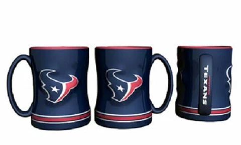 Houston Texans 14oz Sculpted Relief Coffee Mug  NFL Tea Cup Hot Ceramic Cover