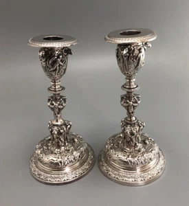 Victorian Silver Plated Candlesticks By Elkington 1878 HEZX - Picture 1 of 5